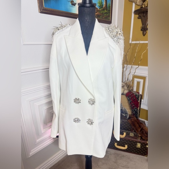 The Philipp Plein Crystal-Embellished Double-Breasted Blazer MSRP$4465 - Picture 3 of 17